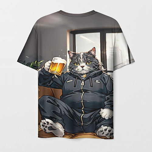 Мужская футболка Толстый кот со стаканом пива / 3D-принт – фото 2