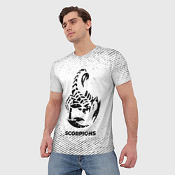 Футболка мужская Scorpions с потертостями на светлом фоне, цвет: 3D-принт — фото 2