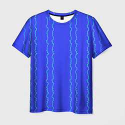 Футболка мужская Кривые линии ярко-синий, цвет: 3D-принт