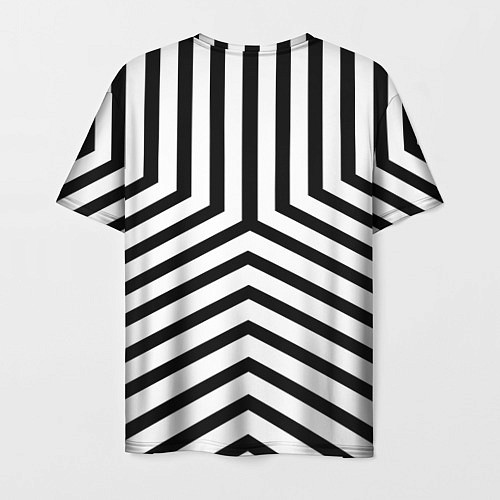 Мужская футболка Черно-белые полосы в узоре / 3D-принт – фото 2