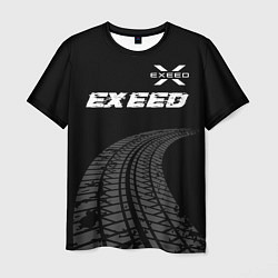 Футболка мужская Exeed speed на темном фоне со следами шин: символ, цвет: 3D-принт