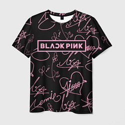 Футболка мужская Блэкпинк - розовые автографы, цвет: 3D-принт
