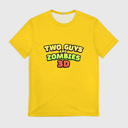 Мужская футболка Two Guys & Zombies 3D - Лого на желтом