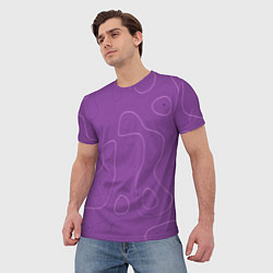 Футболка мужская Объемные разводы - яркий фиолетовый - узор Хуф и С, цвет: 3D-принт — фото 2