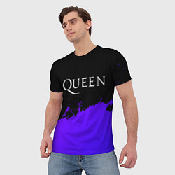 Футболка мужская Queen purple grunge, цвет: 3D-принт — фото 2
