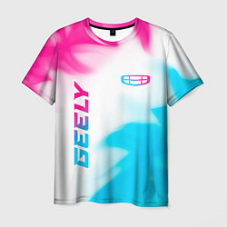 Футболка мужская Geely neon gradient style: надпись, символ, цвет: 3D-принт