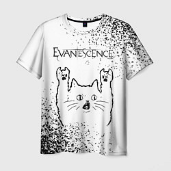 Футболка мужская Evanescence рок кот на светлом фоне, цвет: 3D-принт