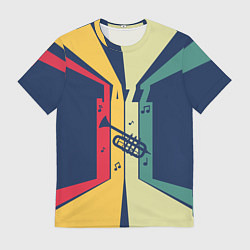 Мужская футболка Труба в разноцветных полосах Jazz music