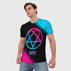 Футболка мужская HIM - neon gradient, цвет: 3D-принт — фото 2