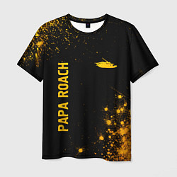 Футболка мужская Papa Roach - gold gradient: надпись, символ, цвет: 3D-принт