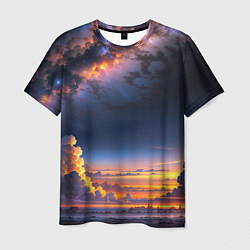 Футболка мужская Млечный путь и облака на закате, цвет: 3D-принт