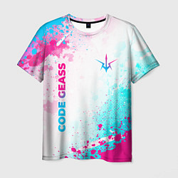 Мужская футболка Code Geass neon gradient style: надпись, символ