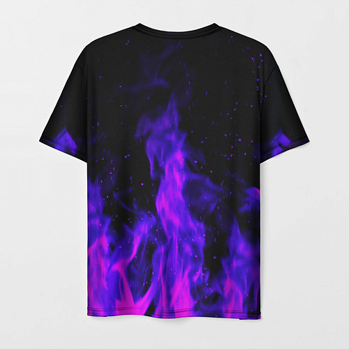 Мужская футболка Неоновый огонь на черном фоне / 3D-принт – фото 2
