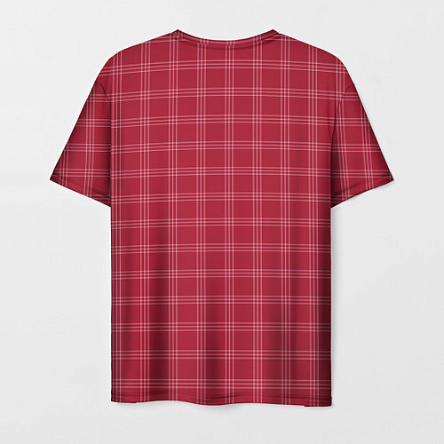 Мужская футболка Клетка бордовый паттерн / 3D-принт – фото 2
