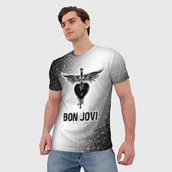 Футболка мужская Bon Jovi glitch на светлом фоне, цвет: 3D-принт — фото 2