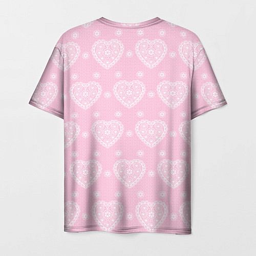 Мужская футболка Розовое кружево сердечки / 3D-принт – фото 2