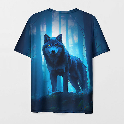 Мужская футболка Волк в ночном лесу / 3D-принт – фото 2
