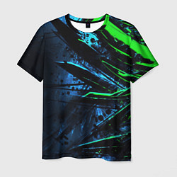 Мужская футболка Black green abstract