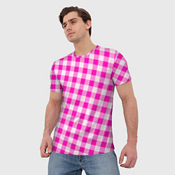 Футболка мужская Розовая клетка Барби, цвет: 3D-принт — фото 2