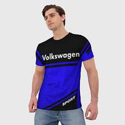 Футболка мужская Volkswagen sport blue, цвет: 3D-принт — фото 2