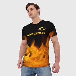 Футболка мужская Chevrolet - gold gradient: символ сверху, цвет: 3D-принт — фото 2