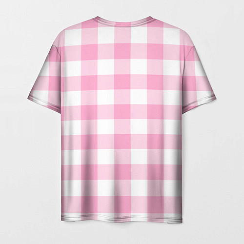 Мужская футболка Барби лого розовая клетка / 3D-принт – фото 2