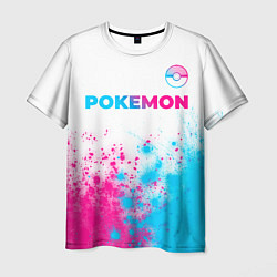 Футболка мужская Pokemon neon gradient style: символ сверху, цвет: 3D-принт