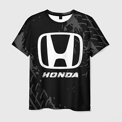 Футболка мужская Honda speed на темном фоне со следами шин, цвет: 3D-принт