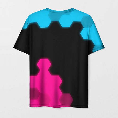 Мужская футболка Geely - neon gradient: надпись, символ / 3D-принт – фото 2