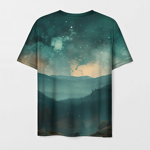 Мужская футболка Космическая ночь в горах / 3D-принт – фото 2
