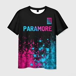 Футболка мужская Paramore - neon gradient: символ сверху, цвет: 3D-принт