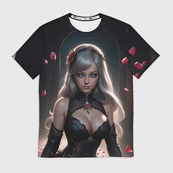 Футболка мужская Девушка и лепестки роз, цвет: 3D-принт