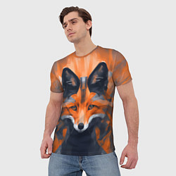 Футболка мужская Нарисованная огненная лиса, цвет: 3D-принт — фото 2