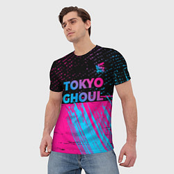 Футболка мужская Tokyo Ghoul - neon gradient: символ сверху, цвет: 3D-принт — фото 2