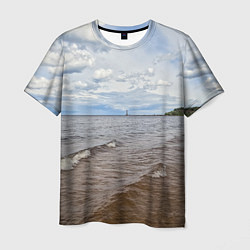 Футболка мужская Волны на Ладожском озере, цвет: 3D-принт