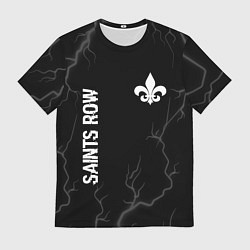 Мужская футболка Saints Row glitch на темном фоне: надпись, символ