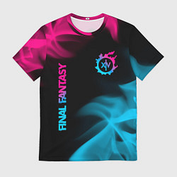 Мужская футболка Final Fantasy - neon gradient: надпись, символ