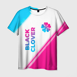 Мужская футболка Black Clover neon gradient style: надпись, символ