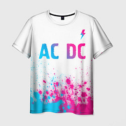 Футболка мужская AC DC neon gradient style: символ сверху, цвет: 3D-принт