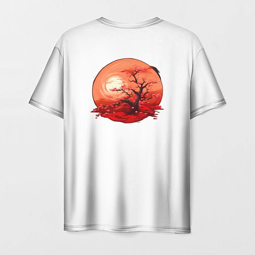 Мужская футболка Сакура в Огне Заката / 3D-принт – фото 2