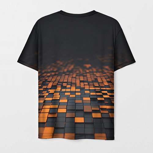 Мужская футболка Черные и оранжевые пиксели / 3D-принт – фото 2