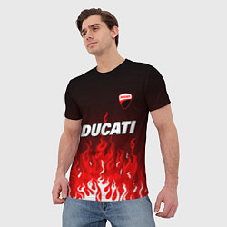 Футболка мужская Ducati- красное пламя, цвет: 3D-принт — фото 2