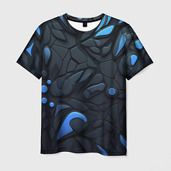 Мужская футболка Blue black abstract texture