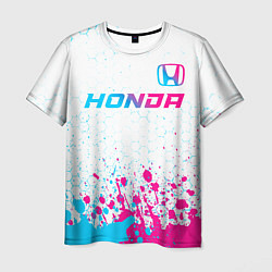 Футболка мужская Honda neon gradient style: символ сверху, цвет: 3D-принт
