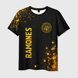 Футболка мужская Ramones - gold gradient: надпись, символ, цвет: 3D-принт