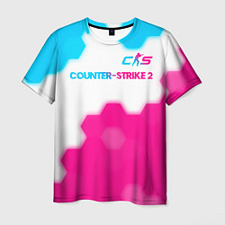Футболка мужская Counter-Strike 2 neon gradient style: символ сверх, цвет: 3D-принт