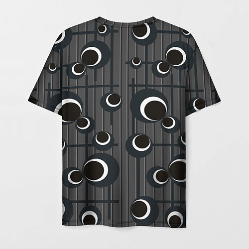 Мужская футболка Черные и белые круги на сером / 3D-принт – фото 2