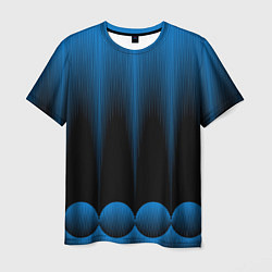 Футболка мужская Сине-черный градиент в полоску, цвет: 3D-принт