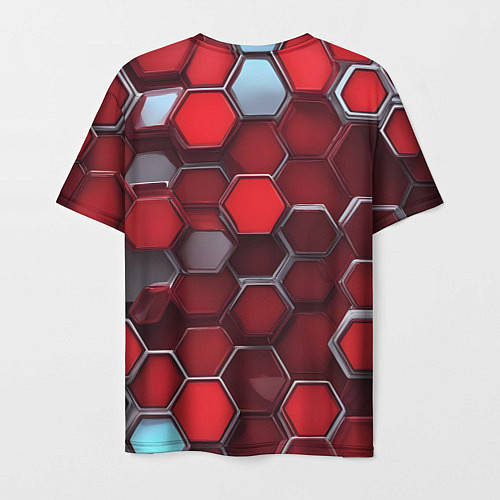 Мужская футболка Cyber hexagon red / 3D-принт – фото 2