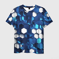 Мужская футболка Cyber hexagon Blue